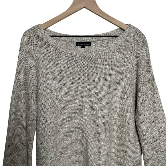 Banana Republic Sweater Long Sleeve Womens Large Beige Marled Hi-low Knit Linen - Picture 3 of 11